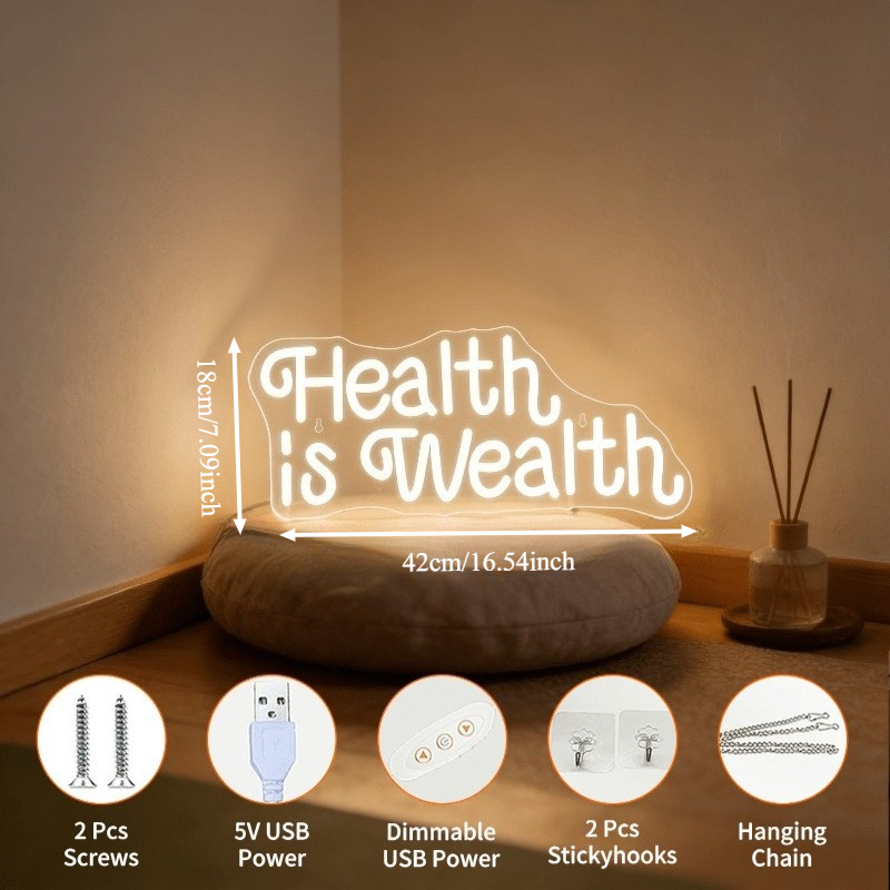 Health is Wealth Neon Sign LED - Health Wellness And Lifestyle 评论和价格
